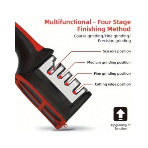 Ostrzałka do noży kuchennych i nożyczek, trójfazowa osełka czaro-czerwona KU01