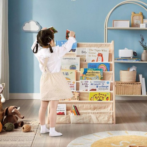 Regał, 6 poziomowy stojak, organizer na książki z kieszonkami 79 x 60 cm SZ45