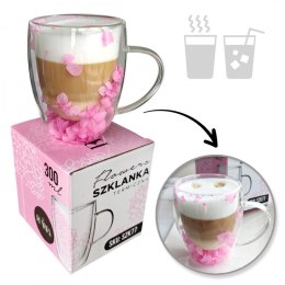 Szklanka termiczna z hortensją w środku róż 300 ml 1szt SZK77