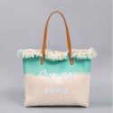 TORBA PLAŻOWA, Wakacyjna BOHO Z frędzlami zielona ombre, na zakupy TP14ZIE