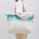 TORBA PLAŻOWA, Wakacyjna BOHO Z frędzlami zielona ombre, na zakupy TP14ZIE