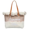TORBA PLAŻOWA, wakacyjna BOHO Z frędzlami brązowa ombre, na zakupy TP14BR
