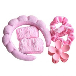 Zestaw kosmetyczny, opaska na głowę i nadgarstki, gumki i spinka do włosów O539R