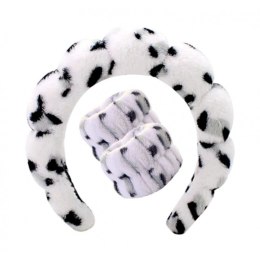 Zestaw opasek kosmetycznych na głowę i nadgarstki panterka biała O540BSZ