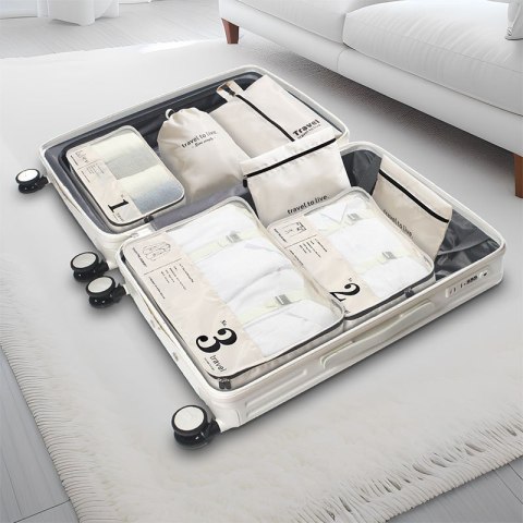 Zestaw podróżny 7 szt kosmetyczek saszetek organizerów czarnych KS142CZ