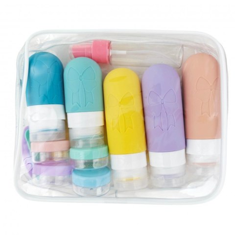 Zestaw silikonowych pojemniczków, buteleczek, słoiczków podróżnych 14w1 KS143