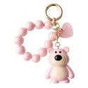 Brelok do kluczy, perłowy Miś z koralikami Różowy BRL366R