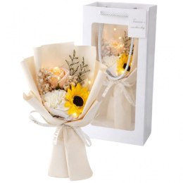 Bukiet zapachowych kwiatów mydlanych w pudełku na prezent, świecące LED BUK17ZO
