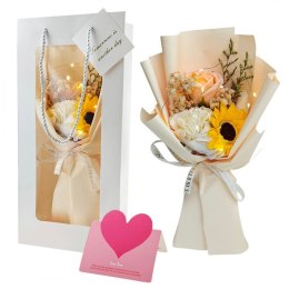 Bukiet zapachowych kwiatów mydlanych w pudełku na prezent, świecące LED BUK17ZO