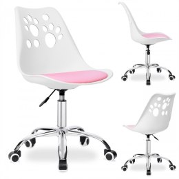 Fotel biurowy Puppy Love obrotowy do biurka dziecięcy, biało różowy KO16BJR