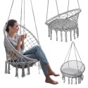 Fotel wiszący bocianie gniazdo hamak BOHO, huśtawka z poduszką Szara KR33SZ