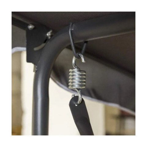 Huśtawka ogrodowa 3-osobowa z baldachimem i 2 poduszkami, czarna HO01CZ