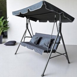 Huśtawka ogrodowa 3-osobowa z baldachimem i 2 poduszkami, grafitowa HO01