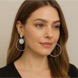 Kolczyki srebrne koła potrójne, sztyft K928S