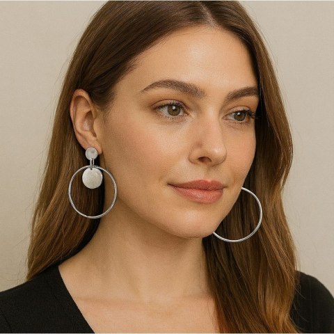 Kolczyki srebrne koła potrójne, sztyft K928S