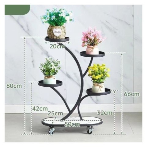 Kwietnik, regał, stojak na kwiaty metalowy na kółkach 50x 25x 80cm SZ43CZ
