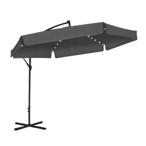Parasol ogrodowy z oświetleniem SOLAR LED, wysięgnik i falbanka, grafitowy 3,5 m. OGP11SZ