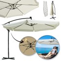 Parasol ogrodowy z oświetleniem SOLAR LED, wysięgnik i falbanka, kremowy 3,5 m. OGP11K