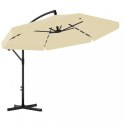Parasol ogrodowy z oświetleniem SOLAR LED, wysięgnik i falbanka, kremowy 3,5 m. OGP11K