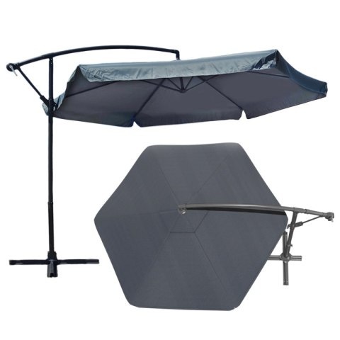 Parasol ogrodowy z wysięgnikiem i falbanką grafitowy, duży 3,5 m. OGP04
