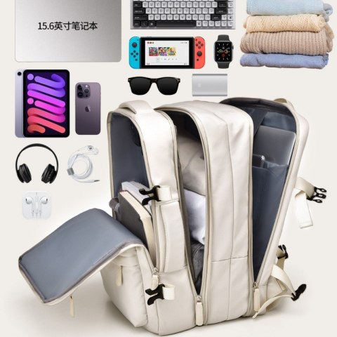 Plecak podróżny, kabinowy do samolotu, wodoodporny z USB, 44x30x16/26cm PL178