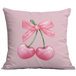 Poszewka na poduszkę 45 x 45 cm WIŚNIE i KOKARDA różowa POD229