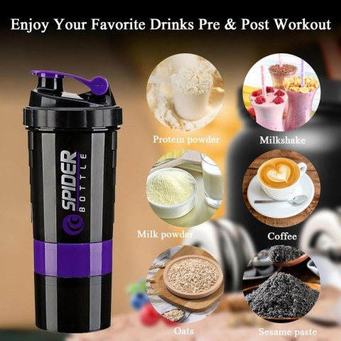 Shaker sportowy, bidon Twist Off do odżywki białkowej z sitkiem 500ML BD55FIO