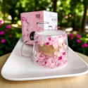 Szklanka termiczna z hortensją w środku róż 180 ml 1szt SZK190