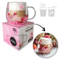 Szklanka termiczna z kwiatami w środku, gipsówka hortensje róż 350 ml 1szt SZK182