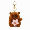 Brelok do kluczy pluszowa puchata Kapibara z obrotowym kwiatkiem, LOSOWY KOLOR BRL385
