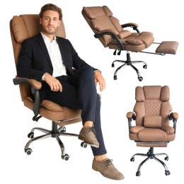 Fotel biurowy obrotowy MASTER PRESTIGE, podnóżek i masażer- ecoskóra kawowy KO42CAP