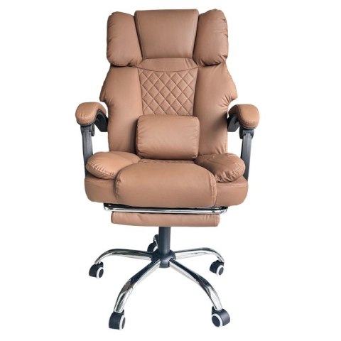 Fotel biurowy obrotowy MASTER PRESTIGE, podnóżek i masażer- ecoskóra kawowy KO42CAP