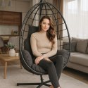 Fotel wiszący huśtawka, kokon składany czarny, antracyt z poduszkami KR37GRAF