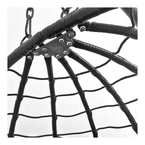 Fotel wiszący huśtawka, kokon składany czarny, antracyt z poduszkami KR37GRAF