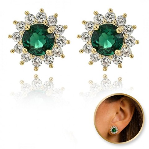 Kolczyki ze stali szlachetnej pozłacane 14k złotem, z cyrkoniami KST3415