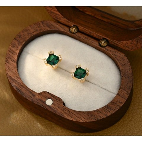 Kolczyki ze stali szlachetnej pozłacane 14k złotem, z cyrkoniami KST3416