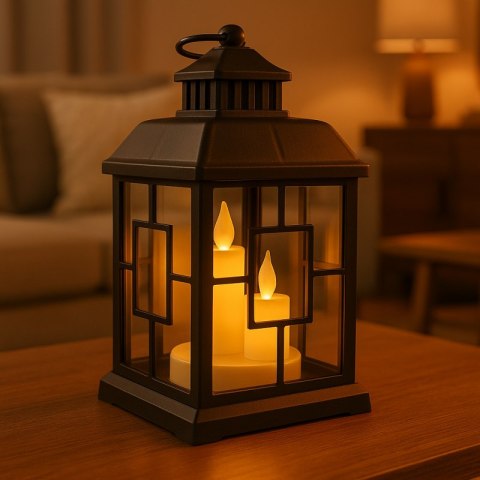 Lampion dekoracyjny LED z imitacją świec 12 x 23 cm - LAMP54WZ1