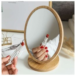 Lusterko kosmetyczne stojące drewniane owalne 22 x 16 cm L6BR