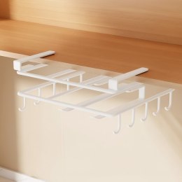 Półka, uchwyt podwieszany do szafki, organizer kuchenny z haczykami, biały OR116B