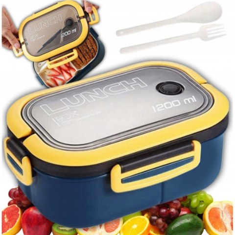Śniadaniówka LUNCH BOX ze sztućcami 21 x 14,5 x 8cm granat PJM44GRAN