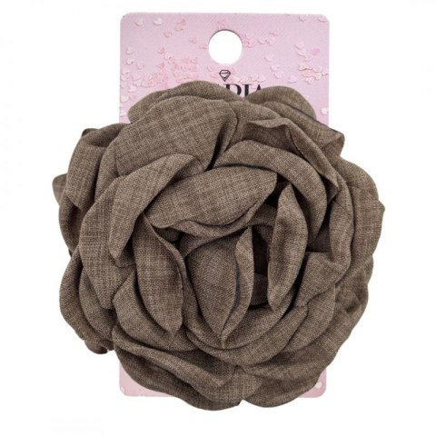 Spinka do włosów duża klamra XL kwiat róża brązowa 9cm SP288BR