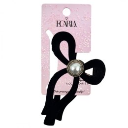 Spinka do włosów, klamra Vintage velvet czarna z perłą XL 11x6cm SP336