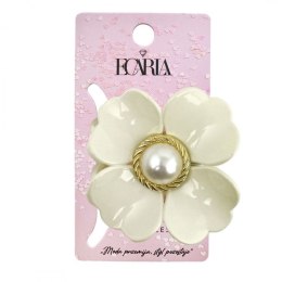 Spinka do włosów, klamra kwiat z perłą biała SP355B