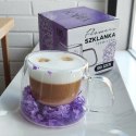 Szklanka termiczna z hortensją w środku fiolet 180 ml 1szt SZK76