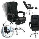 Fotel biurowy obrotowy BOSS z podnóżkiem - czarny eco SKÓRA KO22CZ