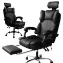 Fotel biurowy obrotowy Directo z podnóżkiem - czarny ecoskóra KO49CZ