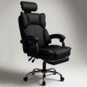 Fotel biurowy obrotowy Directo z podnóżkiem - czarny ecoskóra KO49CZ