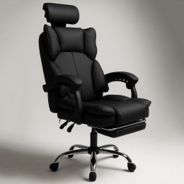 Fotel biurowy obrotowy Directo z podnóżkiem - czarny ecoskóra KO49CZ
