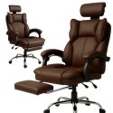 Fotel biurowy obrotowy Directo z podnóżkiem - ecoskóra brązowy ciemny KO49BR