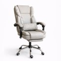 Fotel biurowy obrotowy SKYLINE z podnóżkiem - kremowa ekoskóra KO51K